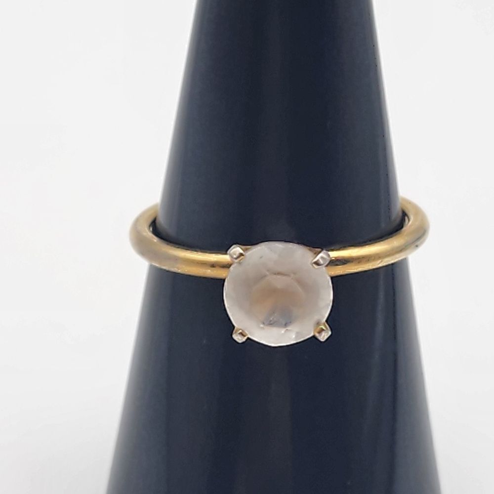 Vintage Uncas Gold Tone & Cubic Zirconia Solitaire Ring